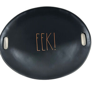 Rae Dunn Serving Platter Halloween Black EEK! 15 Inch Artisan Collection